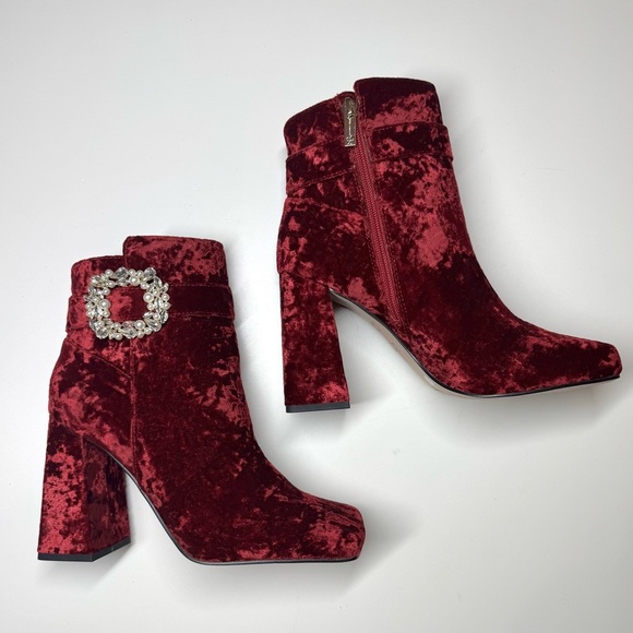 Jessica Simpson Luminna Velvet Embellished Buckle Booties Size-8 M - Picture 6 of 10